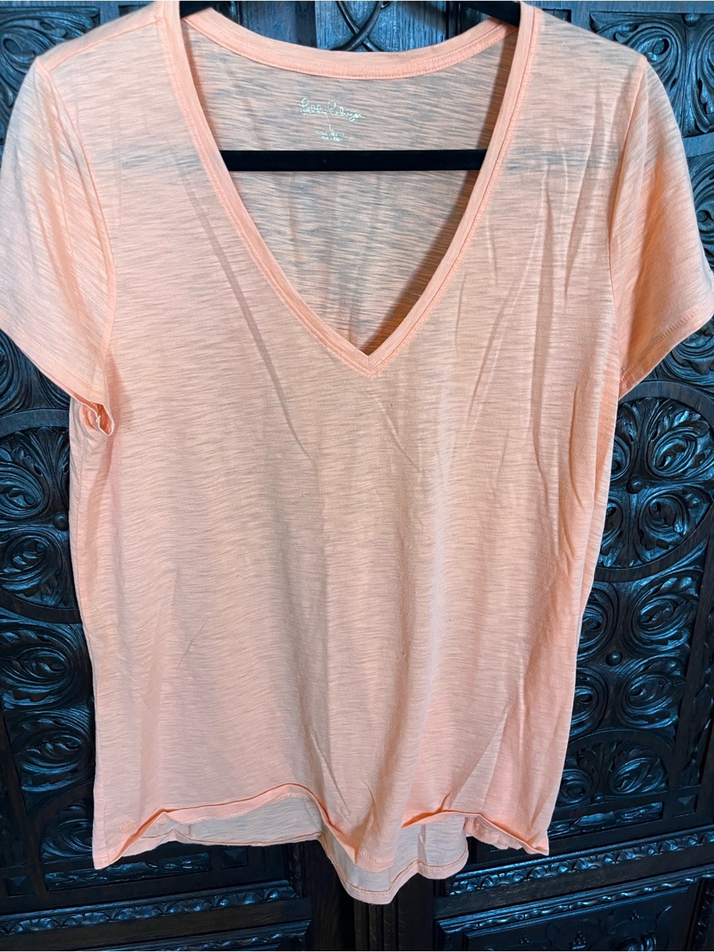 Lilly Pulitzer Peach V-Neck Short Sleeve Tee
